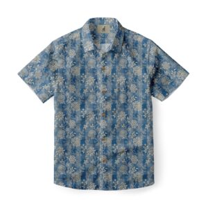 Blue Plaid Floral Hawaiian Shirt